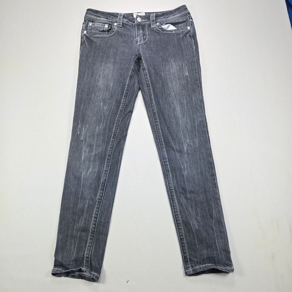 Seduction V2 Victoria Jeans‎ Skinny Low Rise Flap Pocket Dark Wash Gray Women 7